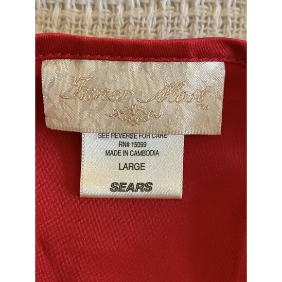 Vintage Inner Most 80s Nightgown Sears Satin Lace Red Black Long Slit Skirt Sz L - Picture 13 of 15
